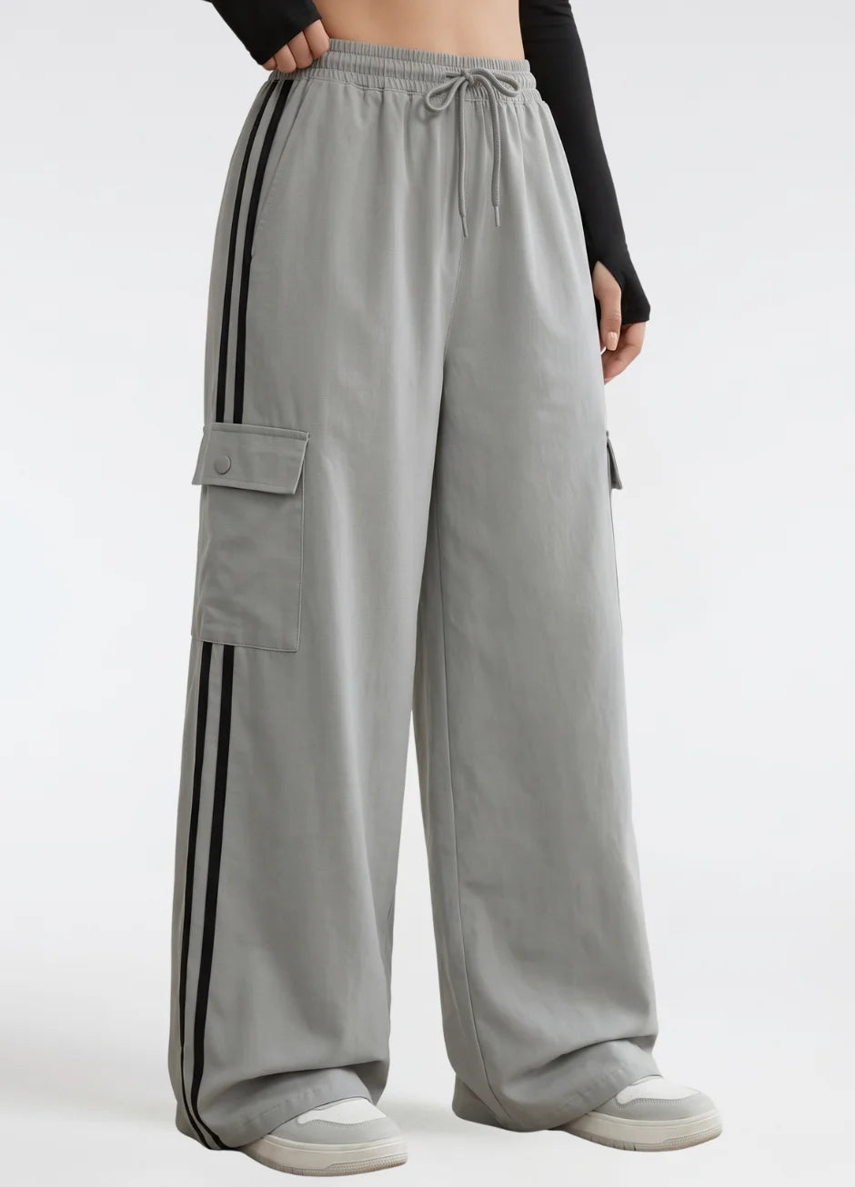 WIDE LEG CARGO STRIPE TROUSER