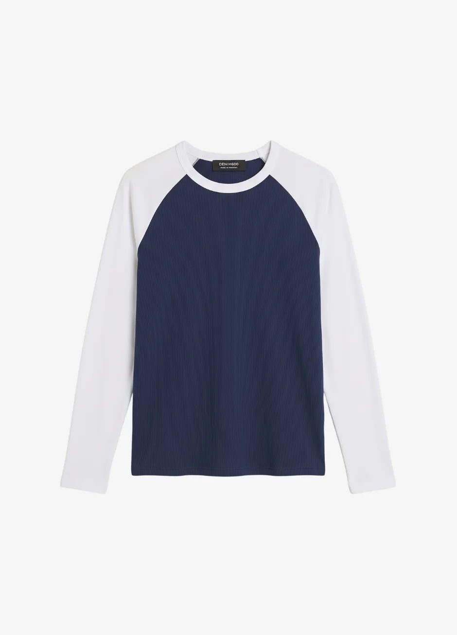Contrast Raglan Sleeve Top | Blue/White
