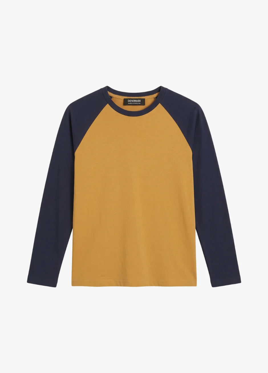 Contrast Raglan Sleeve Top | Mustard/Black