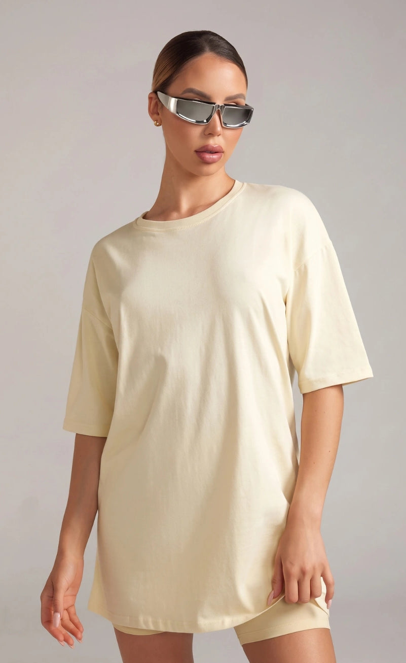Basic Oversized Tee - Off White Beige