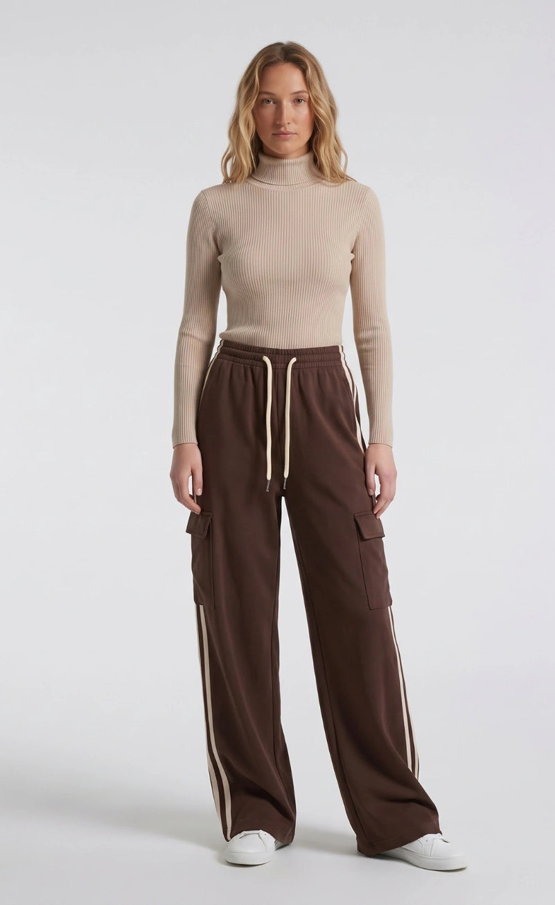 D600 Stripe Cargo Wide-Leg Trouser - Brown