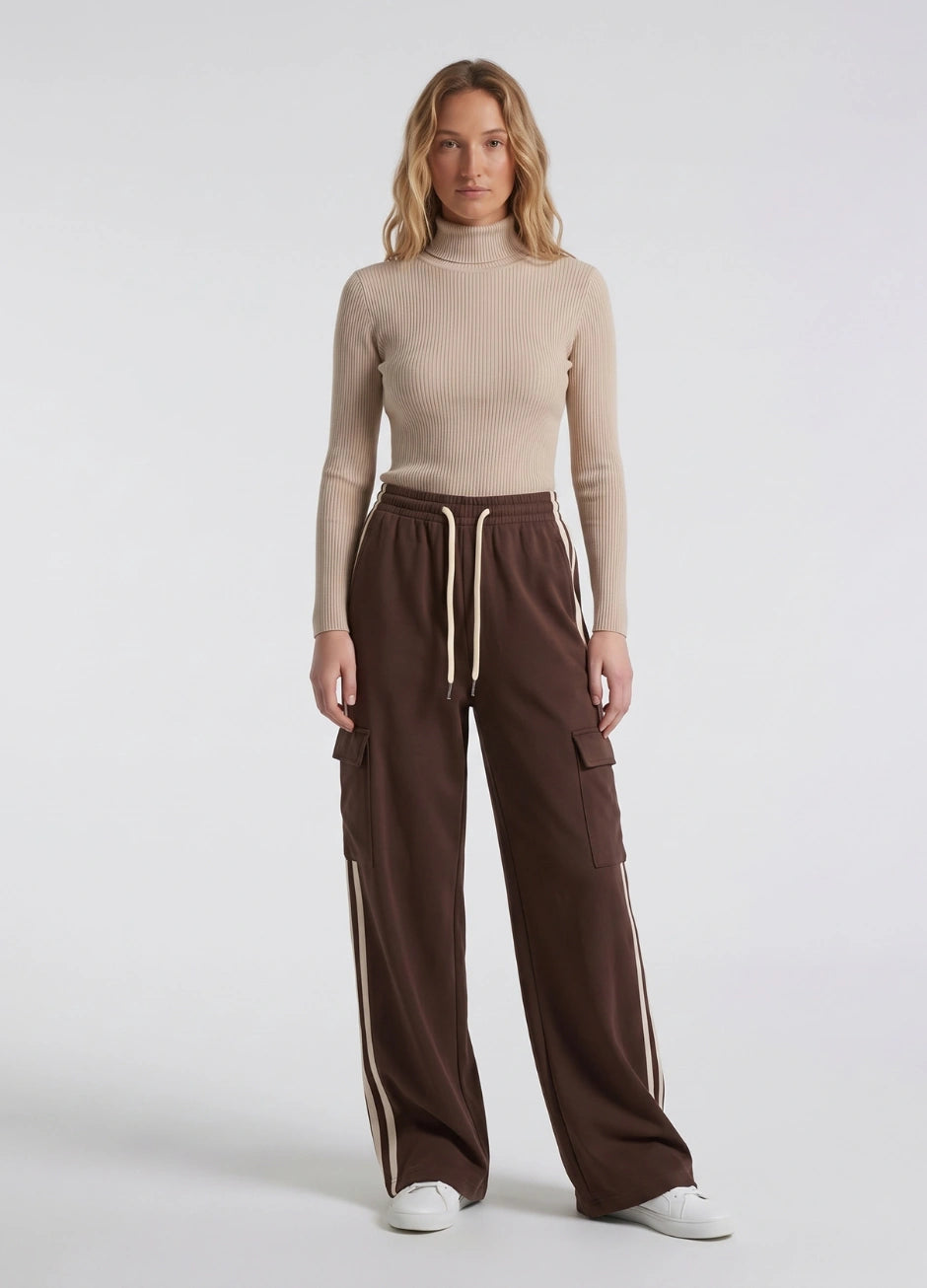 D600 Stripe Cargo Wide-Leg Trouser - Brown