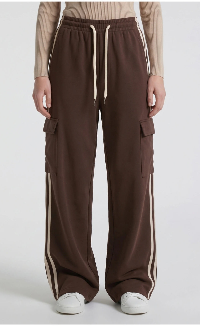 D600 Stripe Cargo Wide-Leg Trouser - Brown