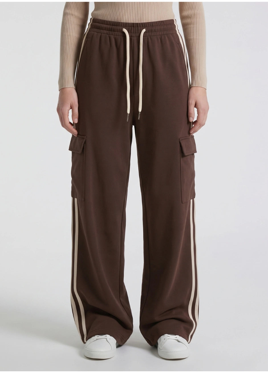 D600 Stripe Cargo Wide-Leg Trouser - Brown
