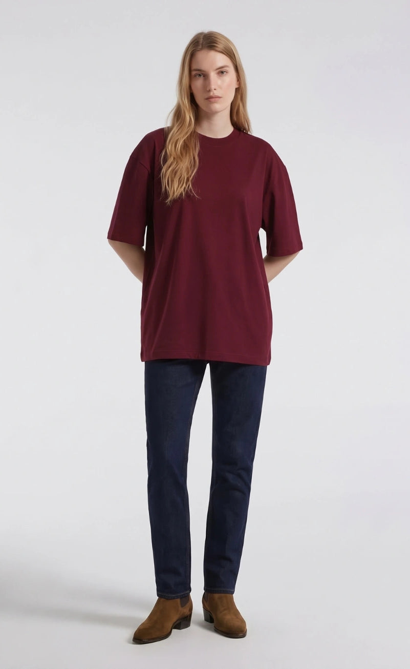 Basic Oversized Tee - Maroon