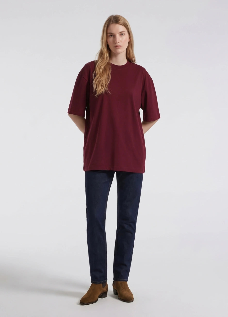 Basic Oversized Tee - Maroon