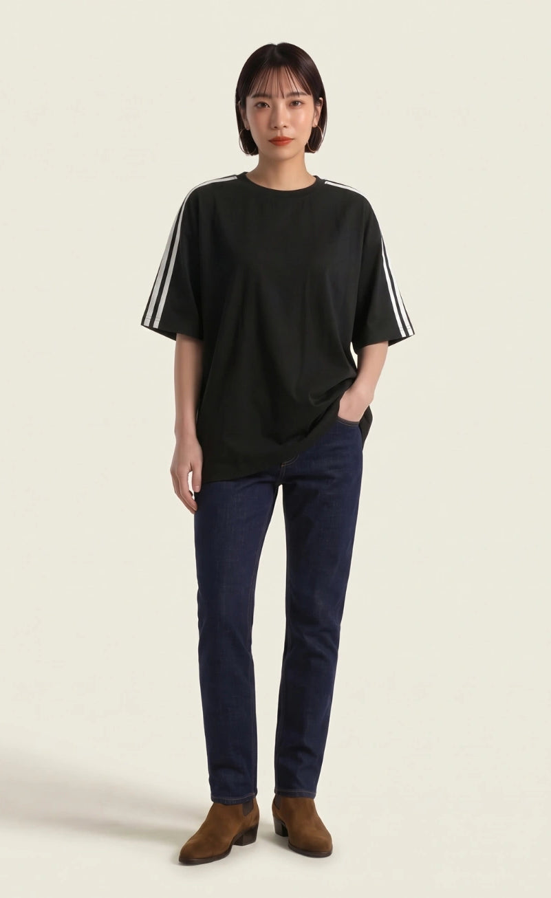 Oversized Stripe T-Shirt - Black
