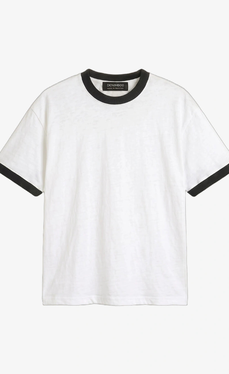 Contrast Trim T-Shirt - White