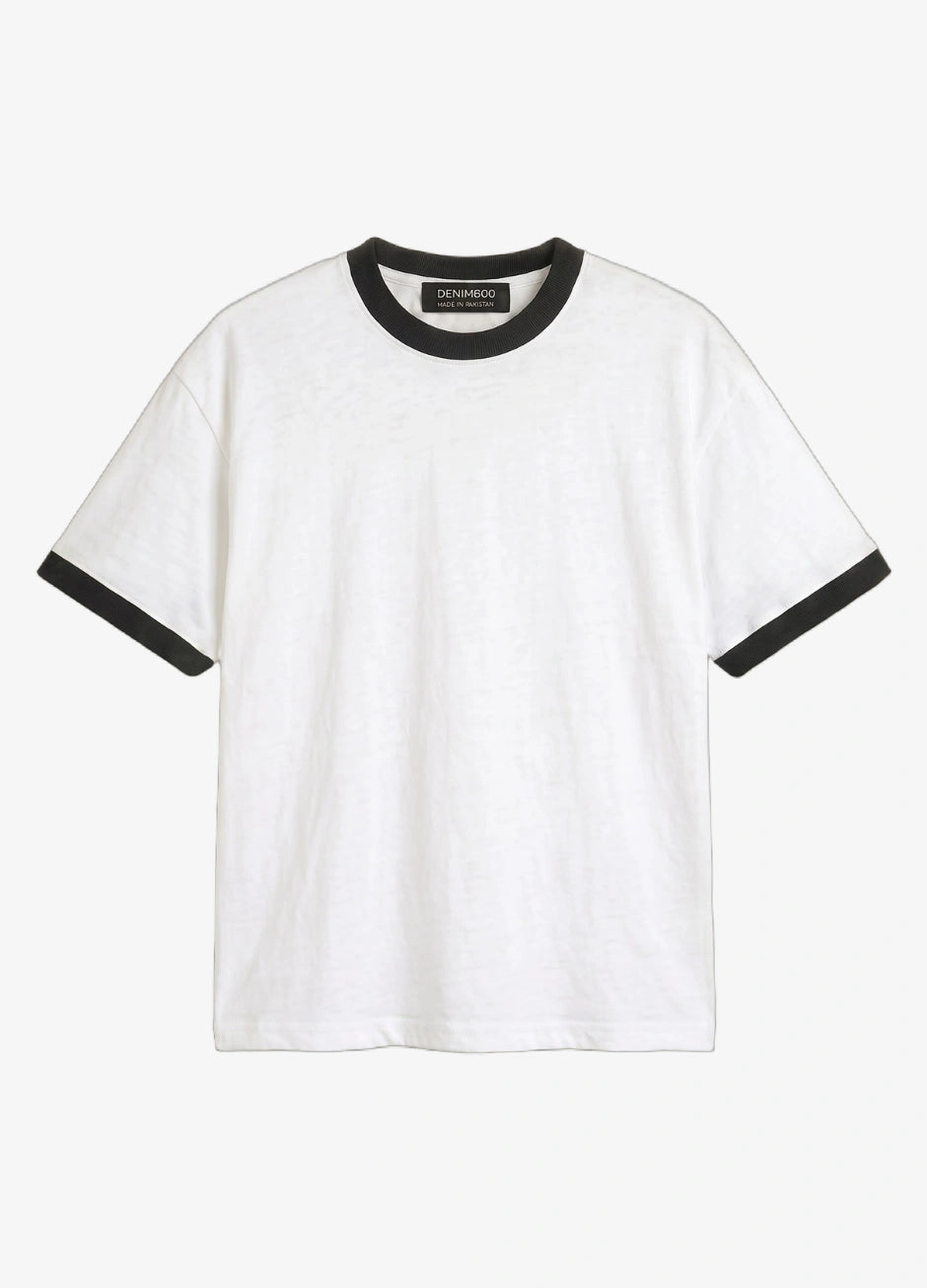 Contrast Trim T-Shirt - White