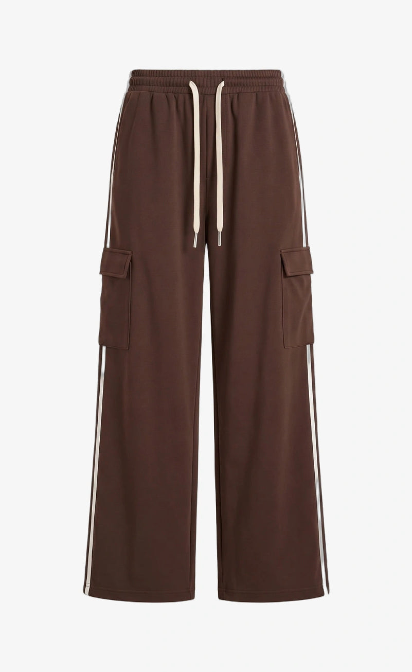 D600 Stripe Cargo Wide-Leg Trouser - Brown