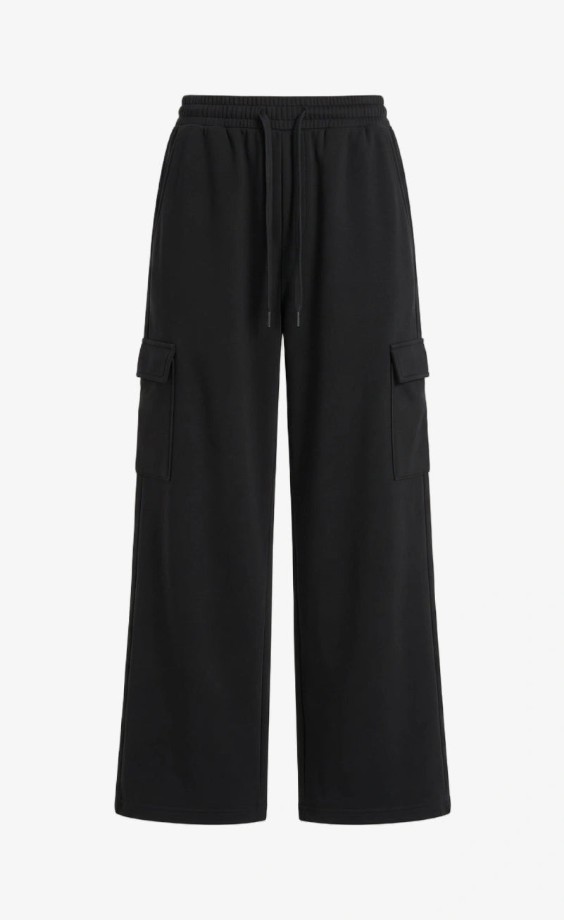 Zara Pure Black High Waisted Cargo Sweatpant