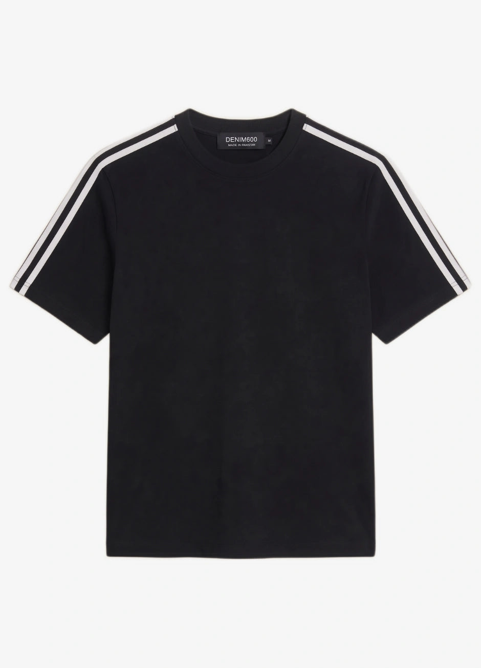 Oversized Stripe T-Shirt - Black