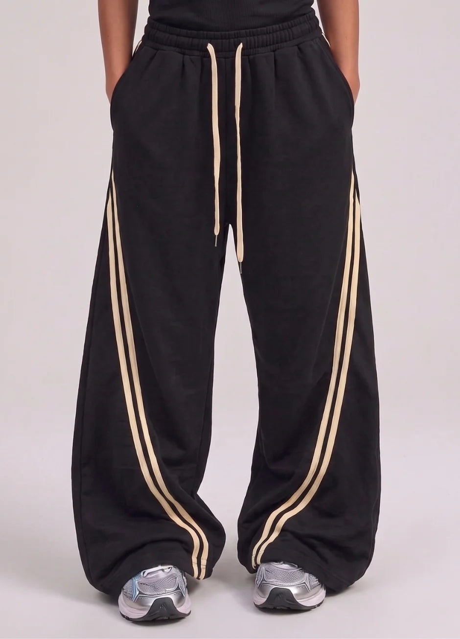 WIDE LEG CROSS STRIPE TROUSER