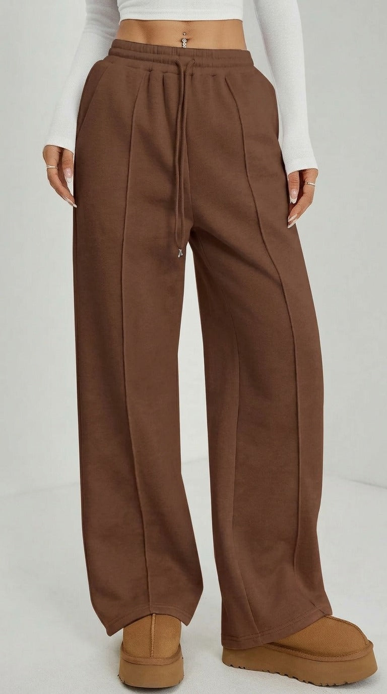 Front-Seam Wide-Leg Trouser - Brown