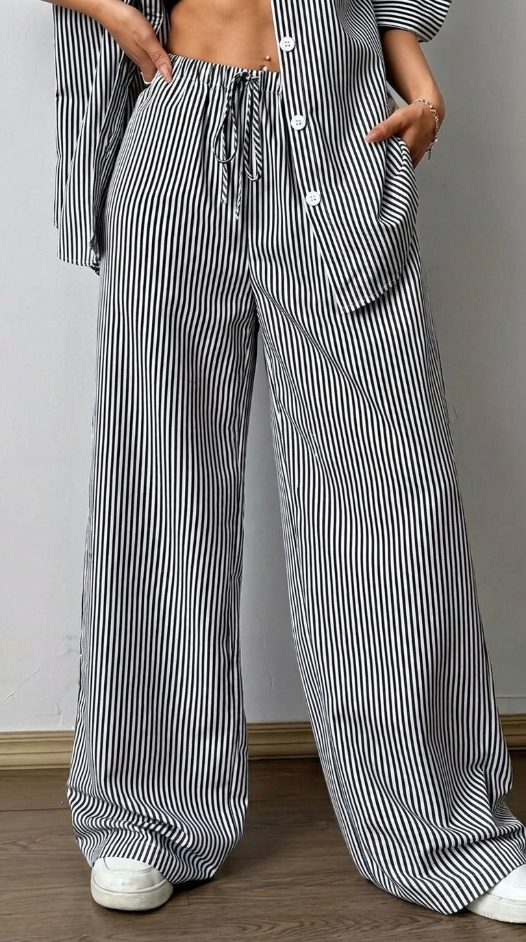 D600 Stripe Wide-Leg Trouser