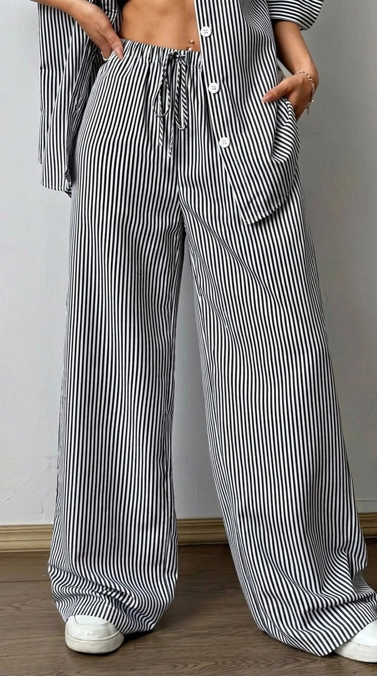 D600 Stripe Wide-Leg Trouser