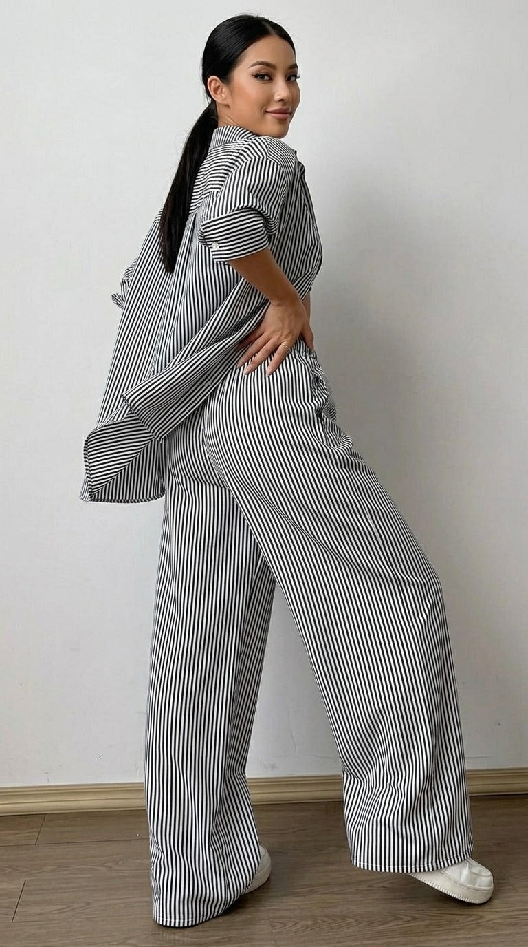 D600 Stripe Wide-Leg Trouser