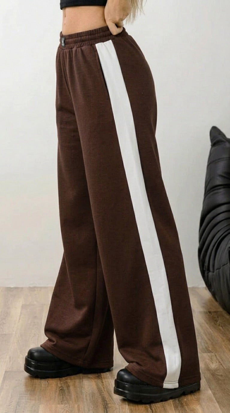 D600 Side Panel Wide Leg Trouser | Brown