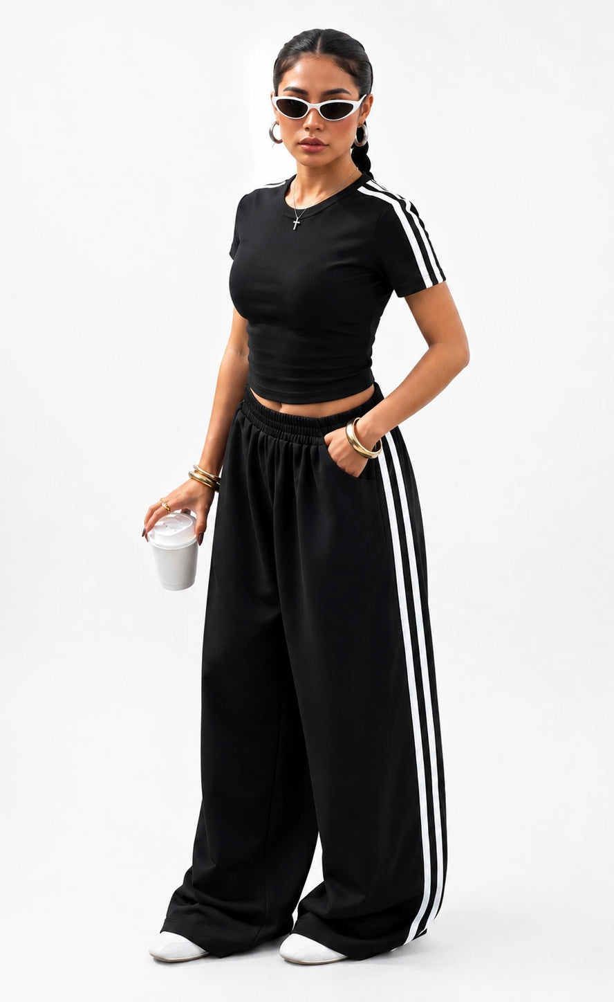 Essential Stripe Co-Ord Set | Black