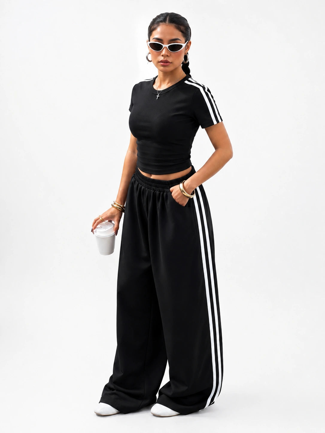 Essential Stripe Co-Ord Set | Black