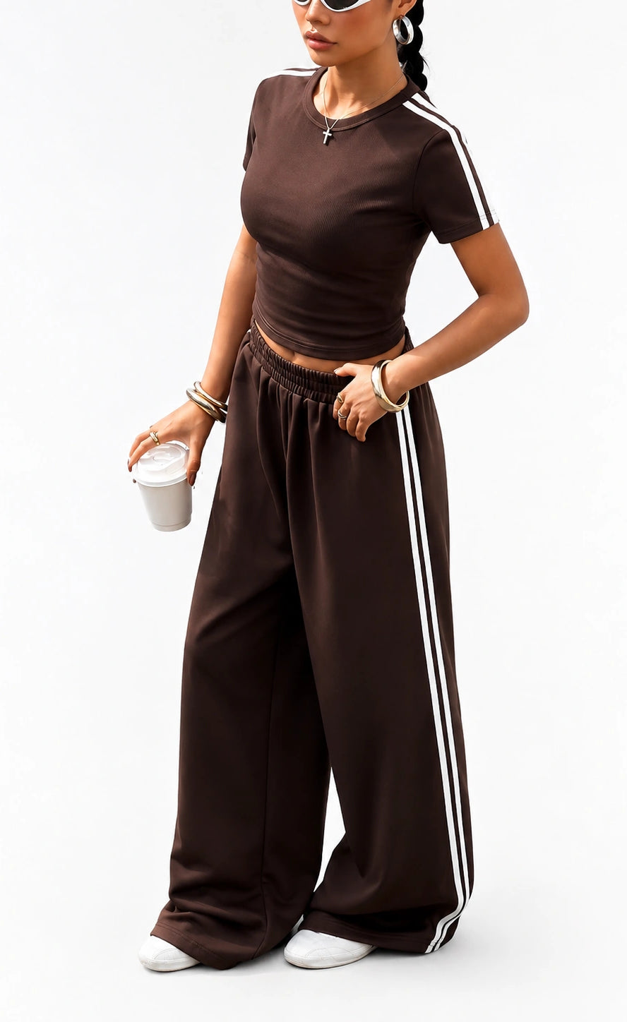 Essential Stripe Co-Ord Set | Brown