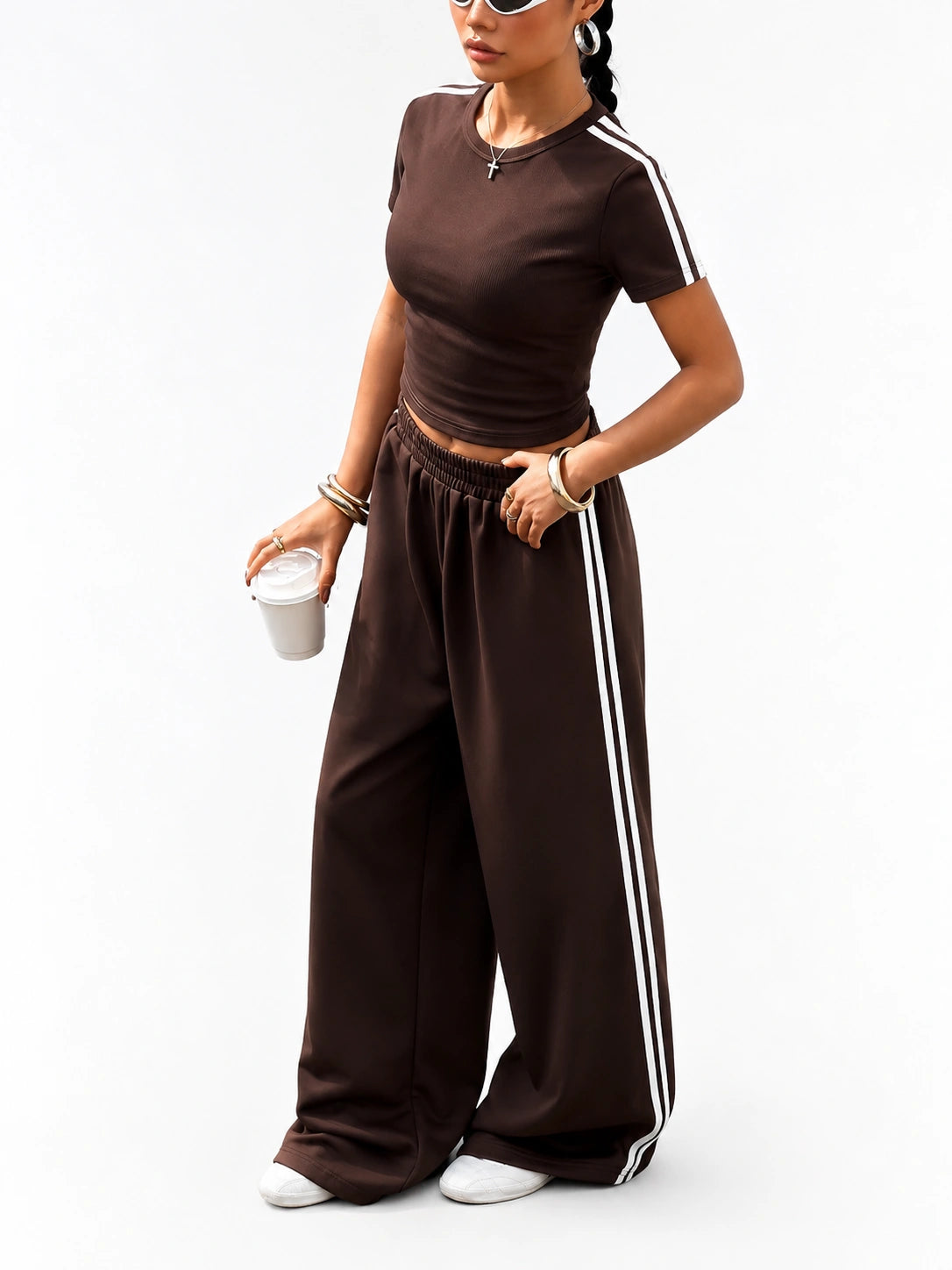 Essential Stripe Co-Ord Set | Brown