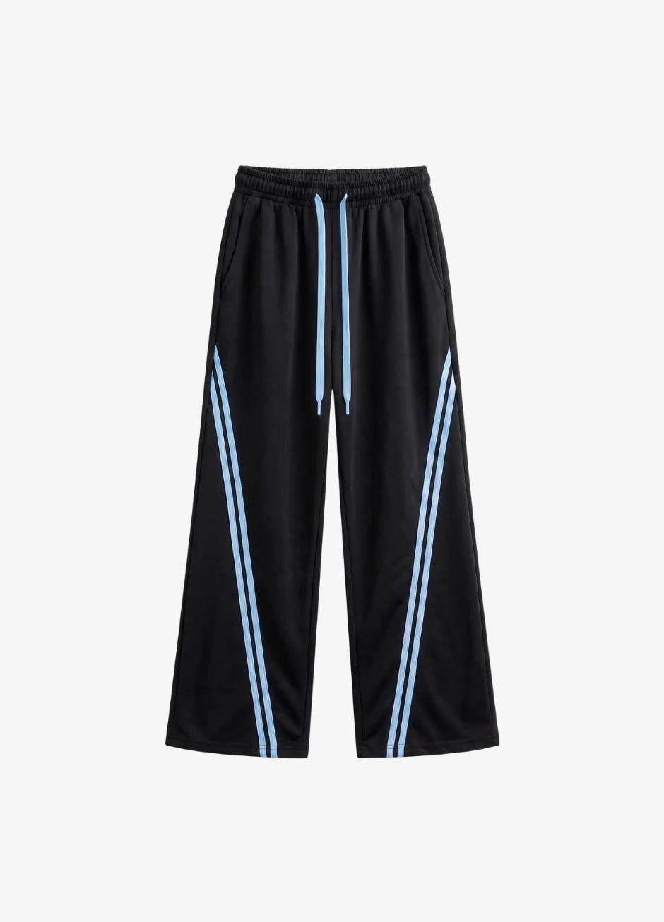 WIDE LEG CROSS STRIPE TROUSER