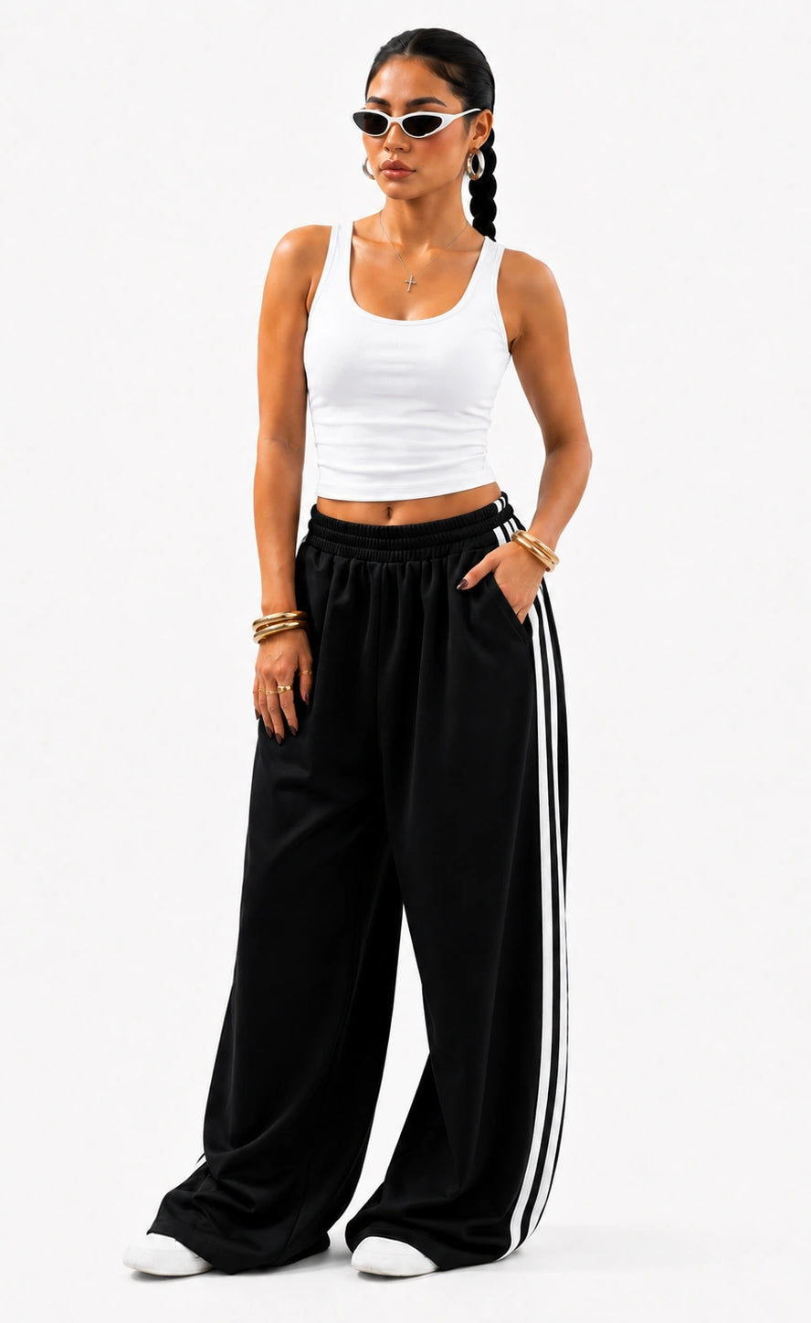 Essential Stripe Trouser | Black