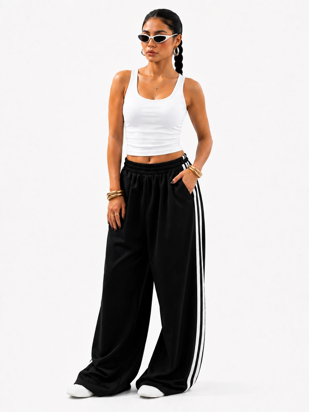 Essential Stripe Trouser | Black