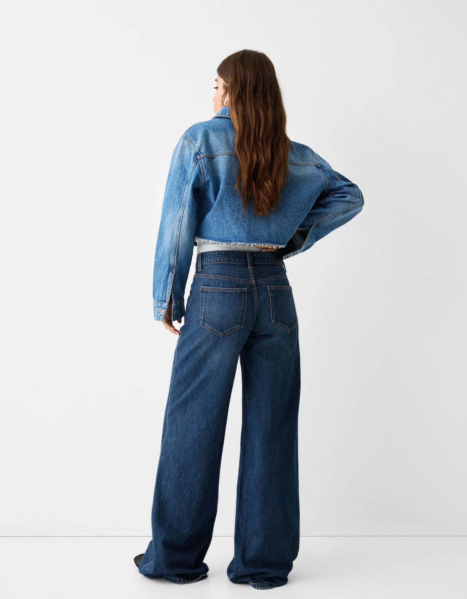 D600 High Waist Wide Leg Jeans | Dark Blue Wisker