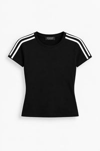 CONTRAST STRIPE CROP TEE