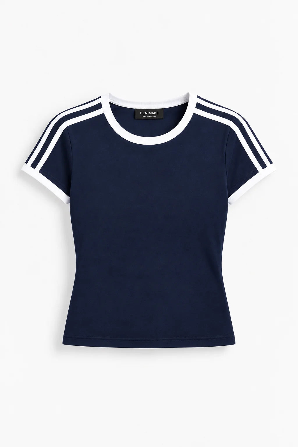 Contrast Stripe Slim Fit T-Shirt | Navy Blue