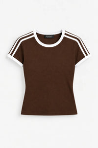 CONTRAST STRIPE CROP TEE