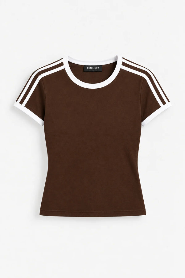 CONTRAST STRIPE CROP TEE