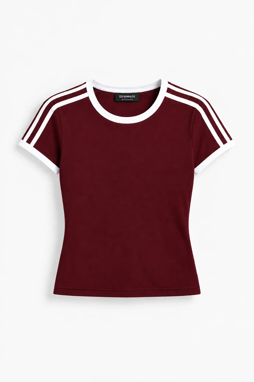 Contrast Stripe Slim Fit T-Shirt | Maroon