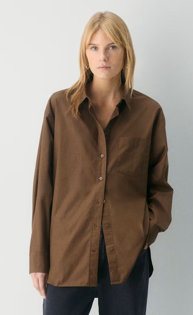 D600 Oversized Essentials Shirt – Dark Brown