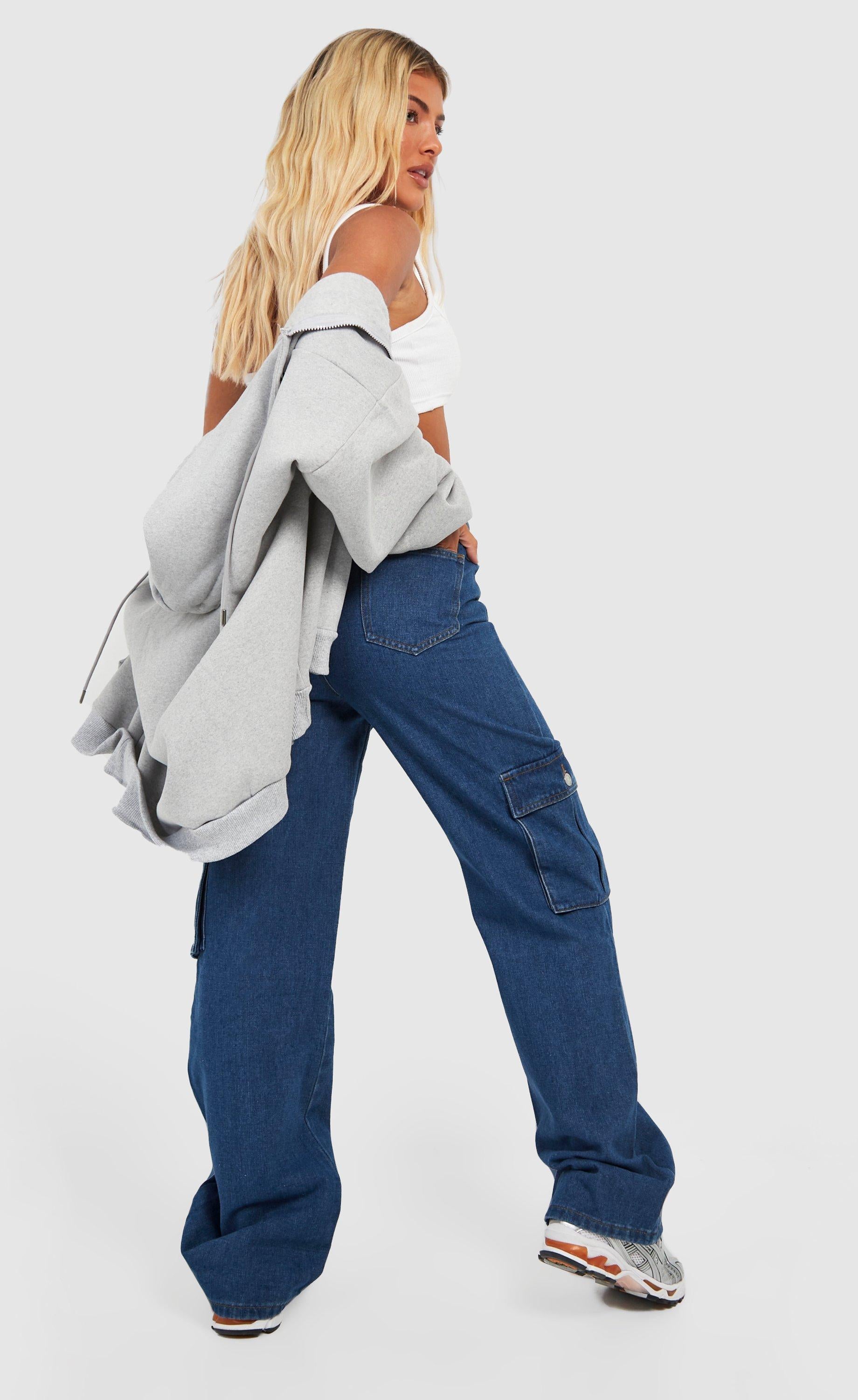 HIGH RISE WIDE LEG CARGO JEANS