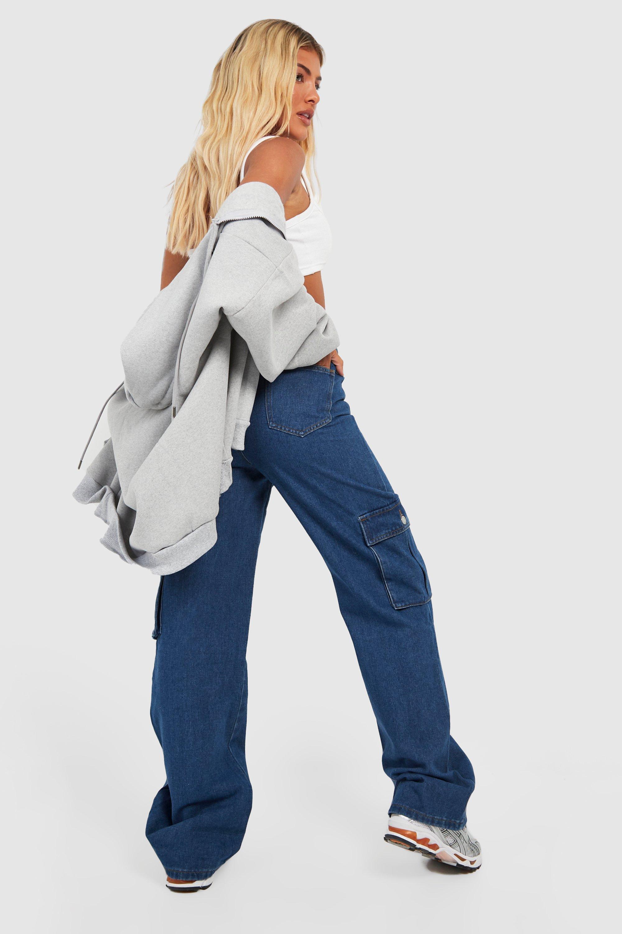 HIGH RISE WIDE LEG CARGO JEANS