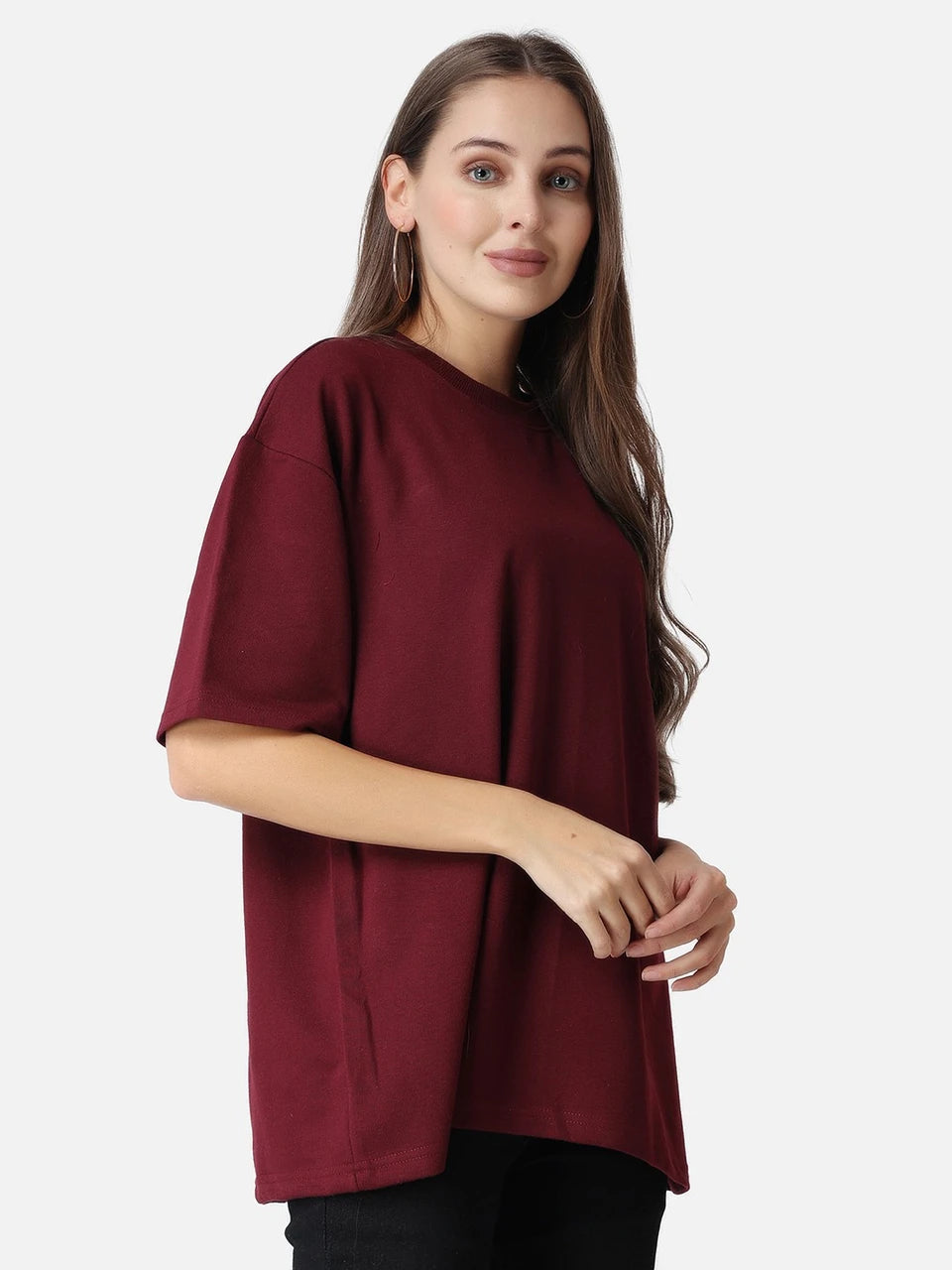 Basic Oversized Tee - Maroon