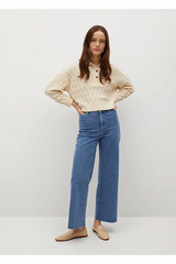 Mid Blue High Rise Culottes Jeans