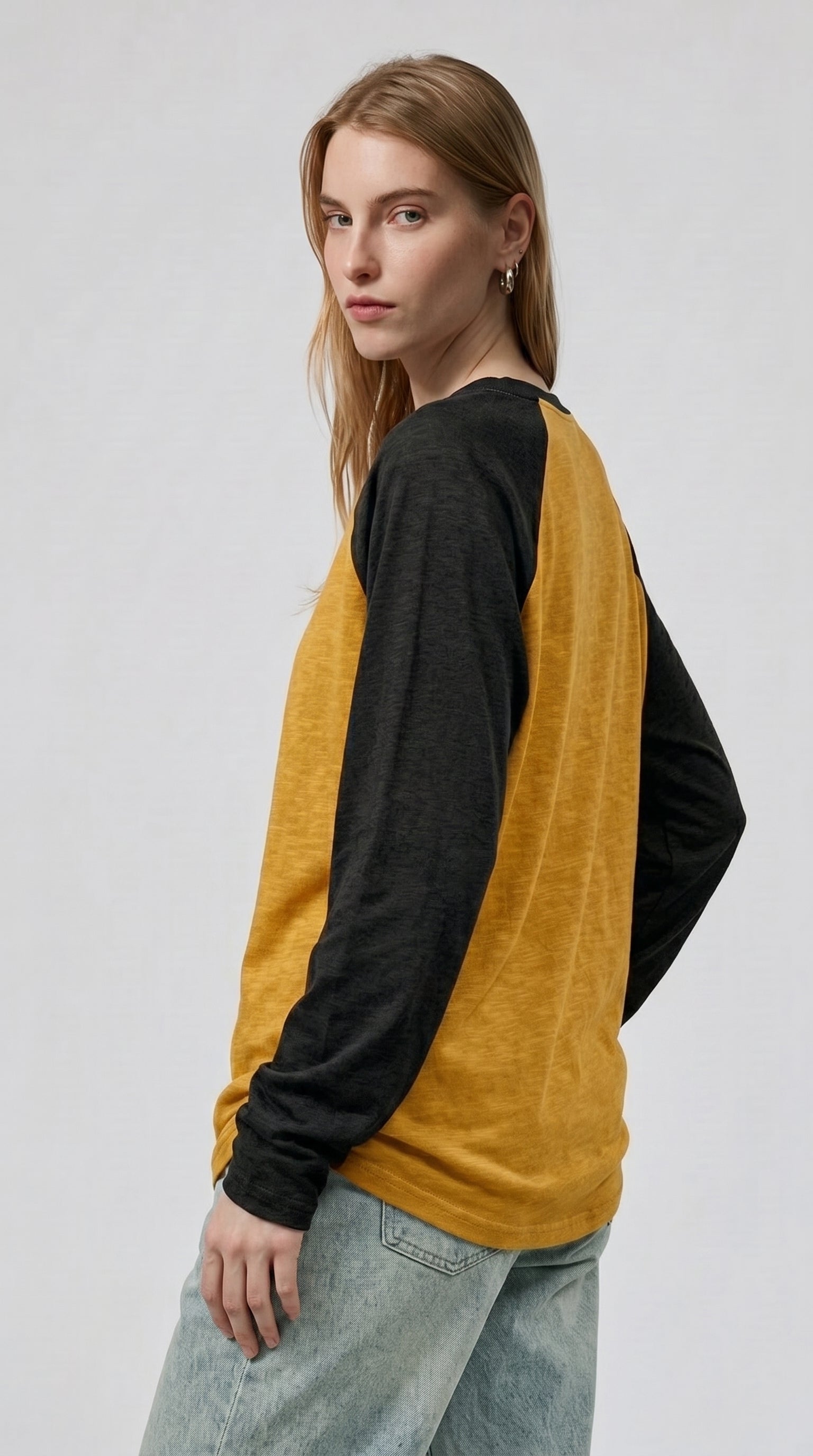 Contrast Raglan Sleeve Top | Mustard/Black