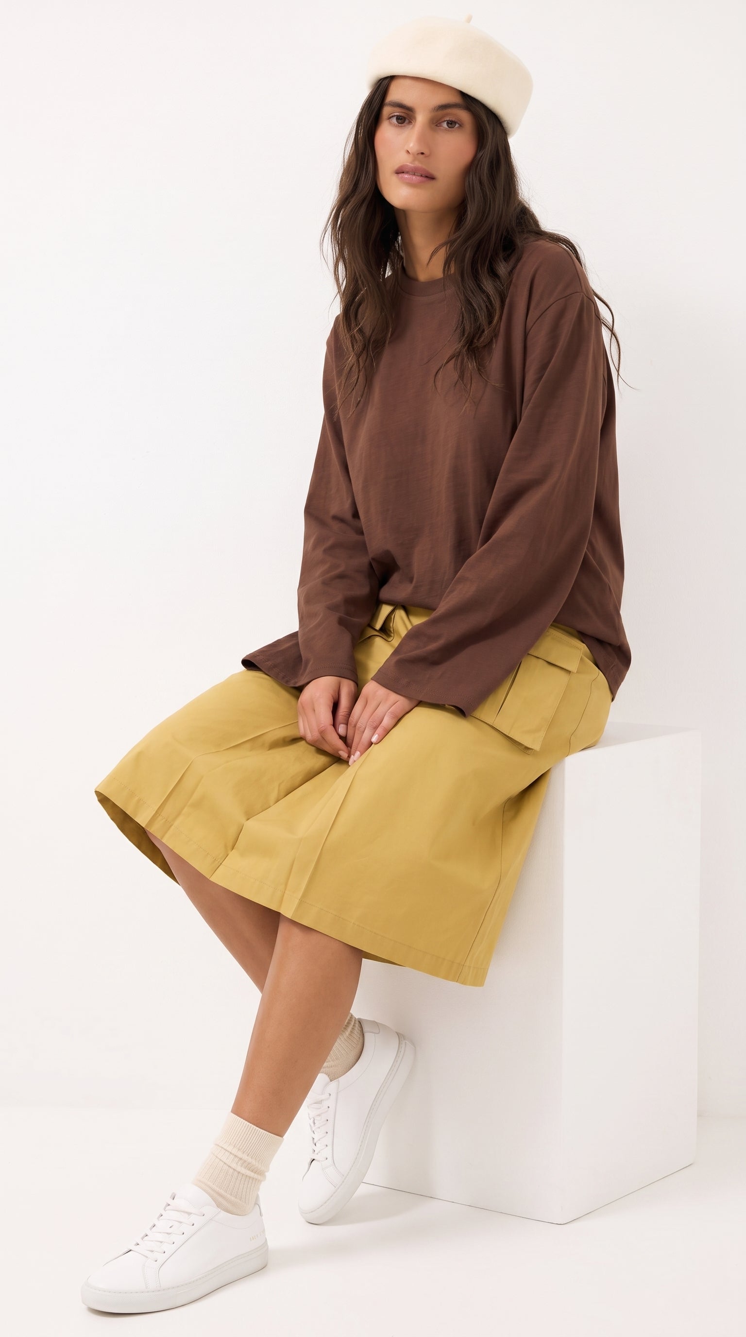 Oversized Long & Wide Sleeve Tee | Brown