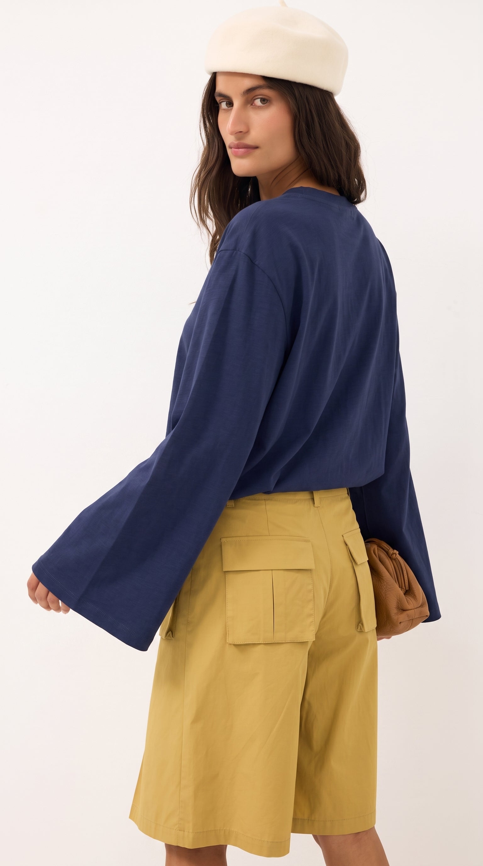 Oversized Long & Wide Sleeve Tee | Navy Blue