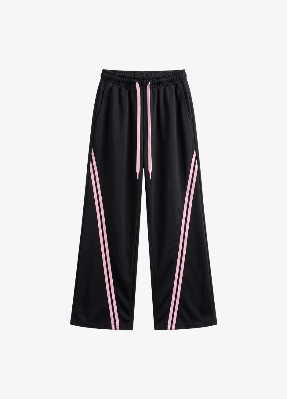 WIDE LEG CROSS STRIPE TROUSER