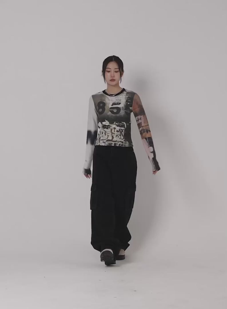 Premium Black Cargo Wide Leg Jeans