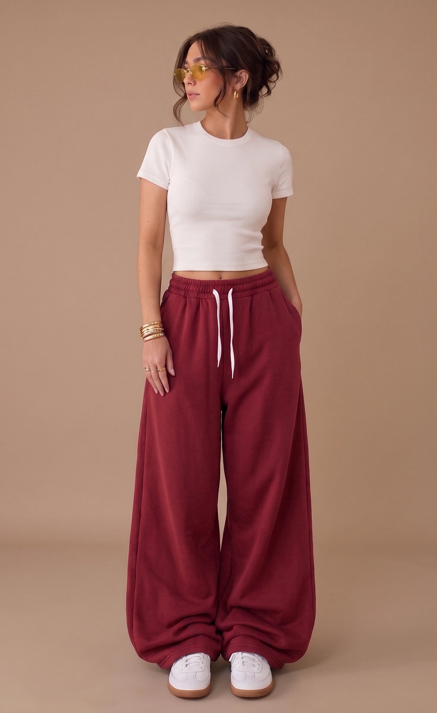 Wide-Leg Lounge Trouser | Maroon