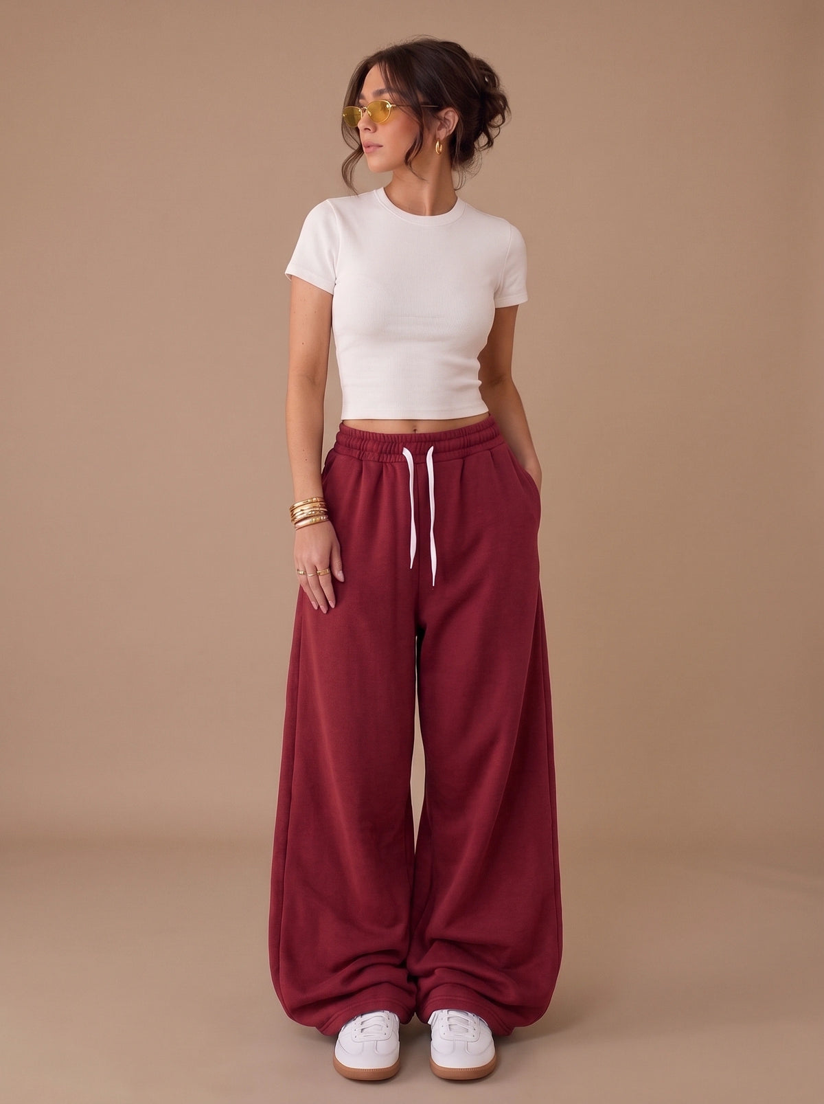 Wide-Leg Lounge Trouser | Maroon