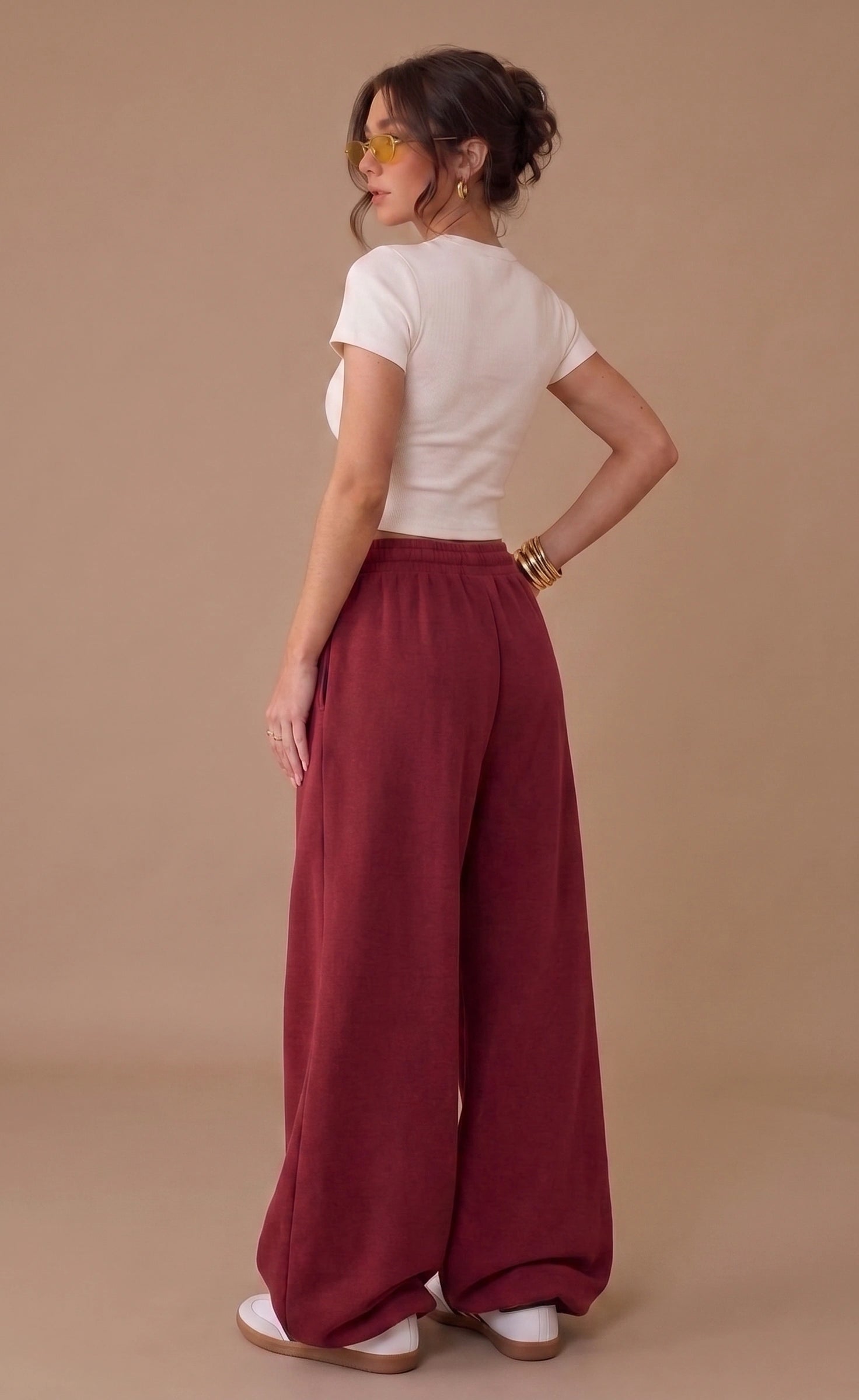 Wide-Leg Lounge Trouser | Maroon