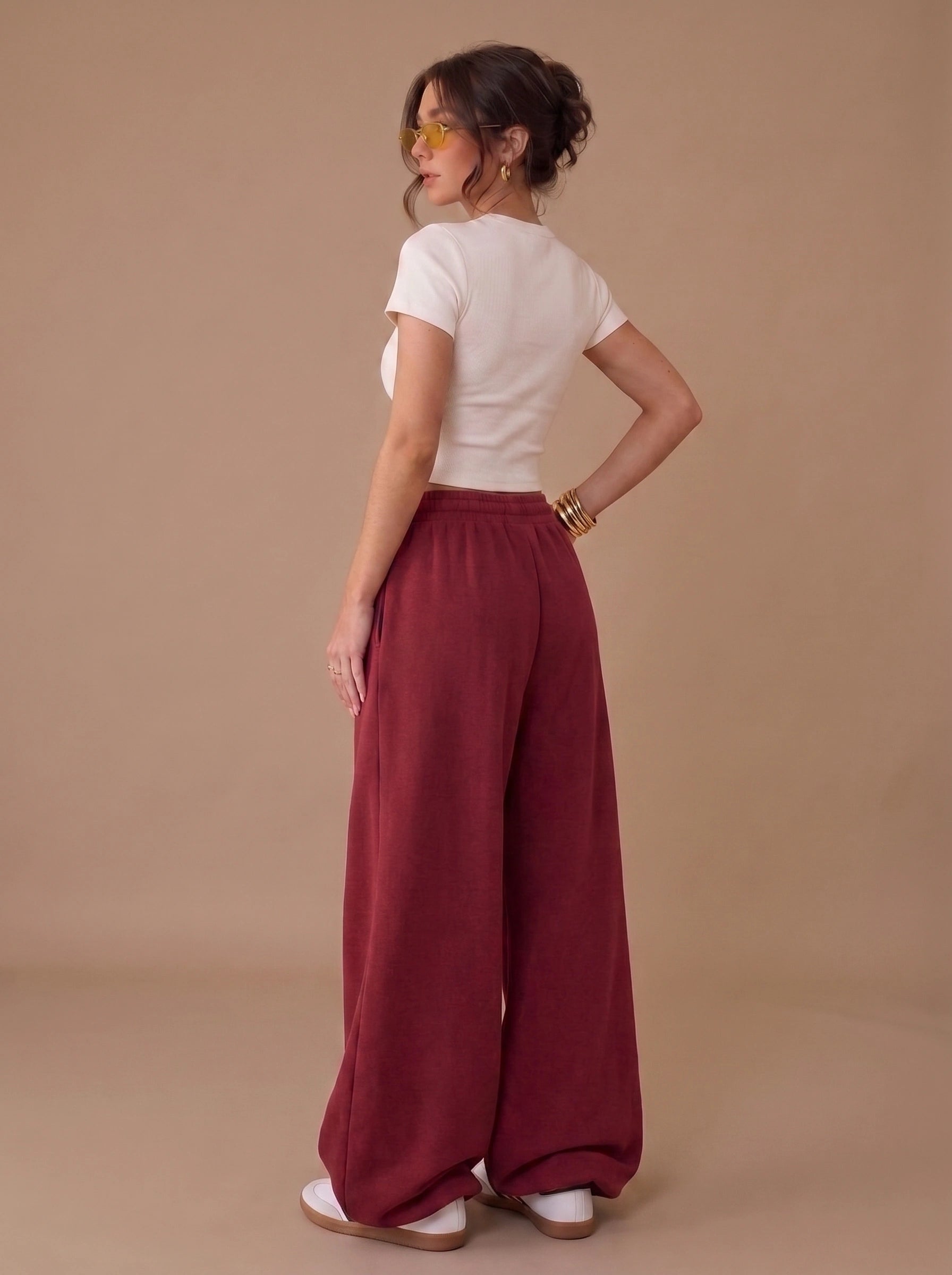 Wide-Leg Lounge Trouser | Maroon